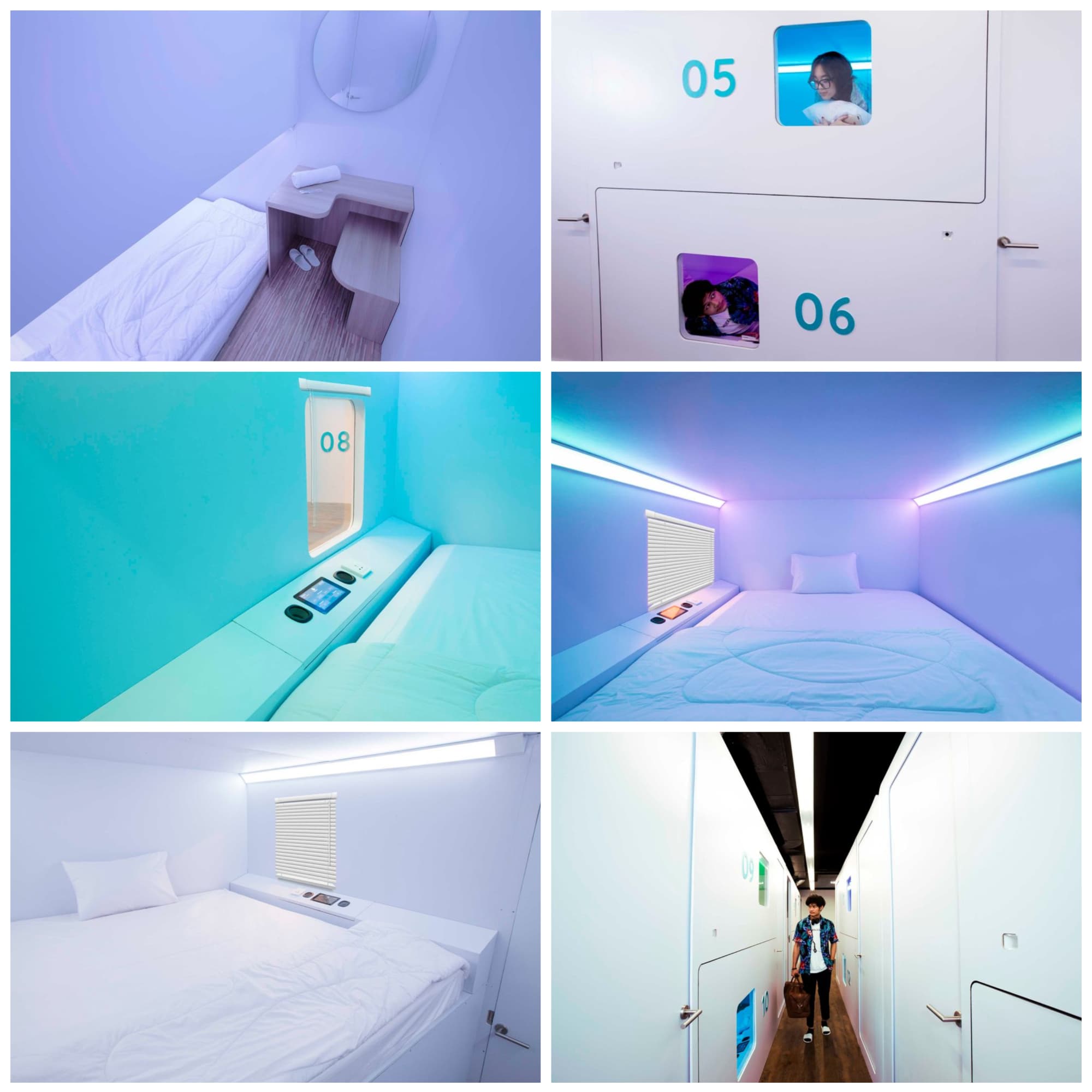 Inside Bobobox's capsule hotel